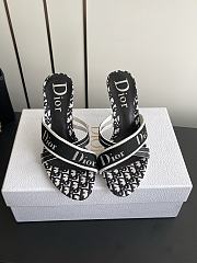 Colestore Dior Black Monogram Canvas Logo Strap Heel Sandals - 1