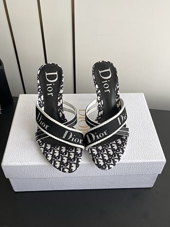 Colestore Dior Black Monogram Canvas Logo Strap Heel Sandals