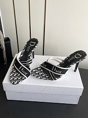 Colestore Dior Black Monogram Canvas Logo Strap Heel Sandals - 5