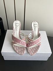 Colestore Dior Pink Monogram Canvas Logo Strap Heel Sandals - 1