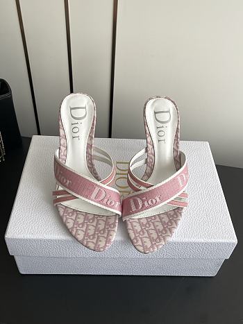 Colestore Dior Pink Monogram Canvas Logo Strap Heel Sandals