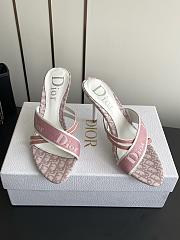 Colestore Dior Pink Monogram Canvas Logo Strap Heel Sandals - 6