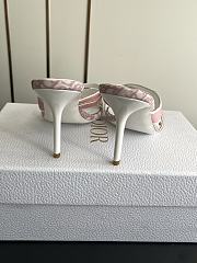 Colestore Dior Pink Monogram Canvas Logo Strap Heel Sandals - 5