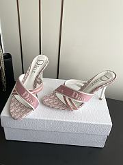 Colestore Dior Pink Monogram Canvas Logo Strap Heel Sandals - 4