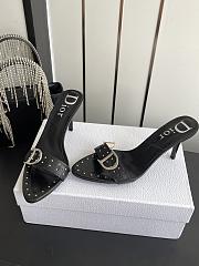 Colestore Dior D-Club Mule Black Calfskin with Silver-Finish CD Signature & Studs - 6