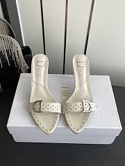 Colestore Dior D-Club Mule White Calfskin with Silver-Finish CD Signature & Studs - 1