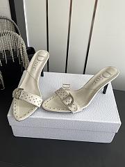 Colestore Dior D-Club Mule White Calfskin with Silver-Finish CD Signature & Studs - 6