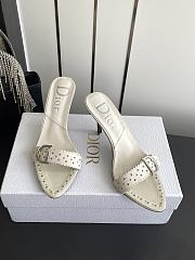 Colestore Dior D-Club Mule White Calfskin with Silver-Finish CD Signature & Studs - 5