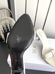 Colestore Dior D-Club Mule White Calfskin with Silver-Finish CD Signature & Studs - 2