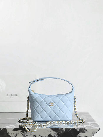 Colestore Chanel Clutch with Chain Grained Calfskin & gold-tone Light Blue 21.5x19x6cm