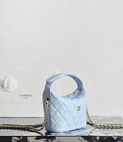 Colestore Chanel Clutch with Chain Grained Calfskin & gold-tone Light Blue 21.5x19x6cm - 4