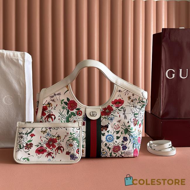 Colestore Gucci Giglio small tote bag white and multicolor net 25 x 20 x15cm - 1