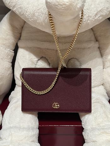 Colestore Gucci Bi-color GG Marmont wallet on chain Rosso Ancora Red and Pink Leather 20x12.5x4cm