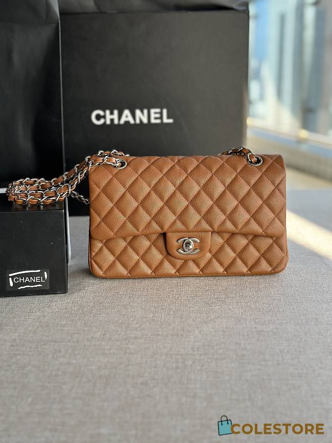 Colestore  Chanel Classic 11.12 Handbag   Grained Calfskin & Silver-Tone Metal  Camel  15.5 x 25.5 x 6.5cm - 1