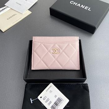 Colestore Chanel CLASSIC CARD HOLDER   Grained Calfskin & Gold-Tone Metal Light Pink 11x7.5cm