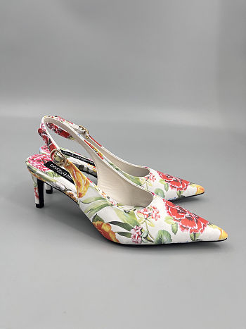 Colestore Dolce & Gabbana Floral-Print Charmeuse Slingback Pumps 