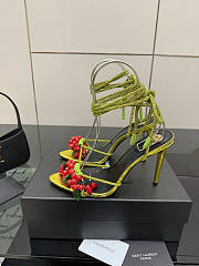 Colestore Saint Laurent YSL MON CHÉRI sandals in suede and rhinestones in Yellow - 6