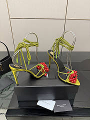 Colestore Saint Laurent YSL MON CHÉRI sandals in suede and rhinestones in Yellow - 3