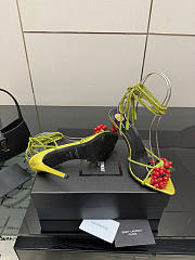 Colestore Saint Laurent YSL MON CHÉRI sandals in suede and rhinestones in Yellow - 5