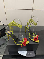 Colestore Saint Laurent YSL MON CHÉRI sandals in suede and rhinestones in Yellow - 4