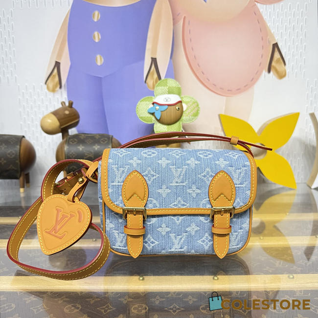 Colestore Louis Vuitton LV Qixi Festival Limited Edition Satchel Mini Crossbody Bag Monogram Denim M2A647 19.5x6x15cm - 1