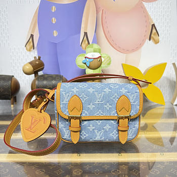Colestore Louis Vuitton LV Qixi Festival Limited Edition Satchel Mini Crossbody Bag Monogram Denim M2A647 19.5x6x15cm