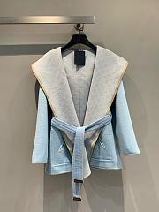 Colestore Louis Vuitton Double Face Cashmere Hooded Wrap Coat Light Blue - 1