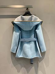 Colestore Louis Vuitton Double Face Cashmere Hooded Wrap Coat Light Blue - 6