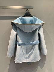 Colestore Louis Vuitton Double Face Cashmere Hooded Wrap Coat Light Blue - 2
