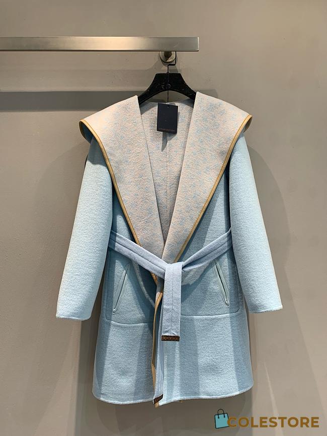 Colestore Louis Vuitton Reversible Signature Hooded Wrap Coat Light Blue - 1