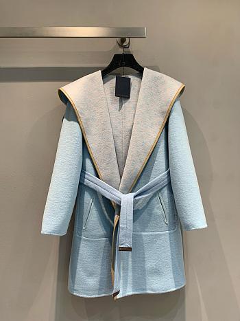 Colestore Louis Vuitton Reversible Signature Hooded Wrap Coat Light Blue