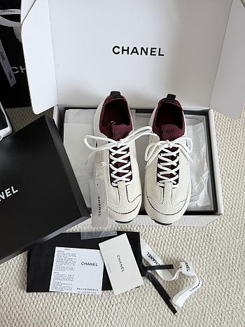 	 Colestore Chanel Métiers d’art 2026 Sneakers Velvet Calfskin & Mixed Fibers Ivory & Burgundy