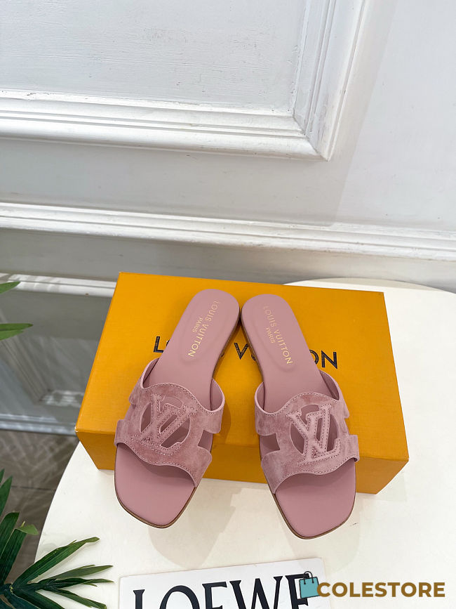 Colestore Louis Vuitton LV Isola Flat Mule Dusty Pink Suede baby goat leather - 1