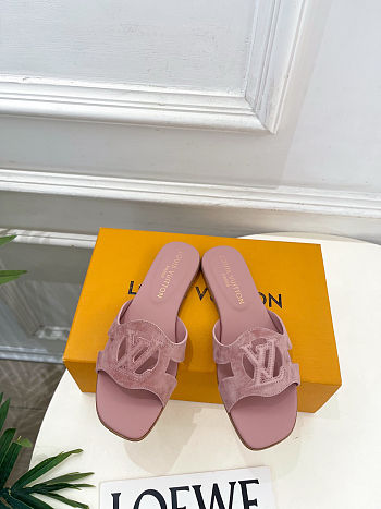 Colestore Louis Vuitton LV Isola Flat Mule Dusty Pink Suede baby goat leather