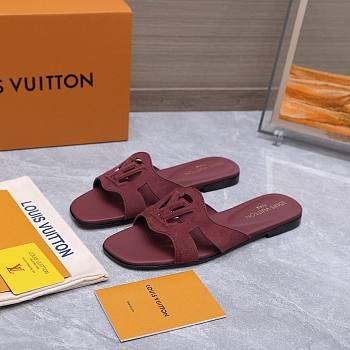 Colestore Louis Vuitton LV Isola Flat Mule Bordeaux Suede baby goat leather
