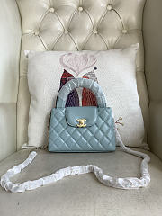 Colestore Chanel Blue Aged Calfskin Quilted Nano Kelly Shopper Aged Gold Hardware 13x19x7cm - 1