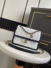 Colestore   Chanel Flap bag, Lambskin, braided calfskin & gold-tone metal, White & Black 22x17x7cm - 1
