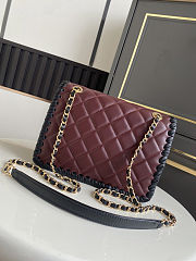 Colestore   Chanel Flap bag, Lambskin, braided calfskin & gold-tone metal, Burgundy & Black 22x17x7cm - 5