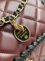 Colestore   Chanel Flap bag, Lambskin, braided calfskin & gold-tone metal, Burgundy & Black 22x17x7cm - 4