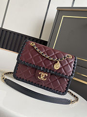 Colestore   Chanel Flap bag, Lambskin, braided calfskin & gold-tone metal, Burgundy & Black 22x17x7cm - 3
