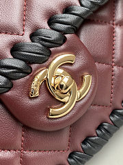 Colestore   Chanel Flap bag, Lambskin, braided calfskin & gold-tone metal, Burgundy & Black 22x17x7cm - 2
