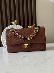 Colestore Chanel Medium Classic Handbag Lambskin & Gold-Tone Metal Brown/Caramel 25.5 × 15.5 × 6.5 cm - 1
