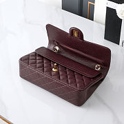 Colestore Chanel Burgundy Quilted Caviar Medium Classic Double Flap Bag Gold Hardware 25.5 × 15.5 × 6.5 cm - 5