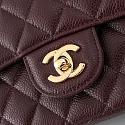 Colestore Chanel Burgundy Quilted Caviar Medium Classic Double Flap Bag Gold Hardware 25.5 × 15.5 × 6.5 cm - 3