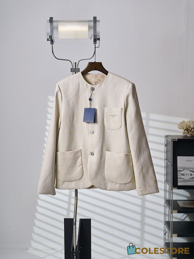 Colestore  Louis Vuitton Collarless Bouclette Jacket Beige  - 1