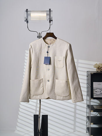 Colestore  Louis Vuitton Collarless Bouclette Jacket Beige 