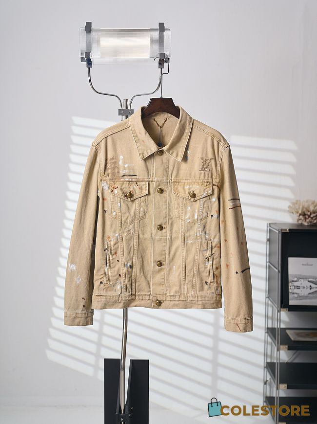 Colestore Louis Vuitton Embellished Denim Trucker Jacket Beige - 1