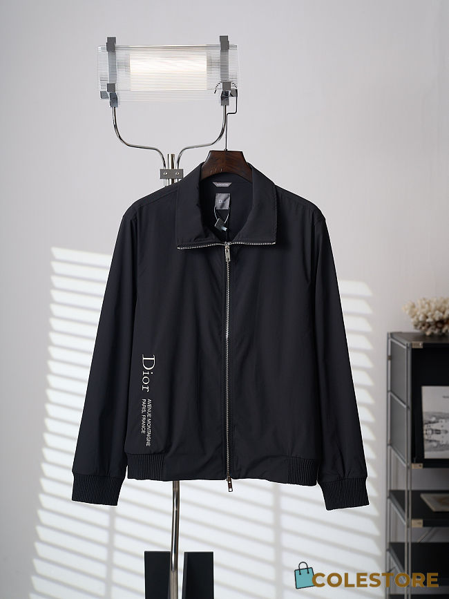 Colestore Dior Zipped Shirt with Dior Montaigne Embroidery Black Technical Fabric - 1