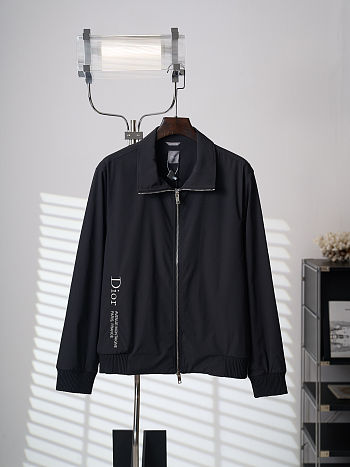 Colestore Dior Zipped Shirt with Dior Montaigne Embroidery Black Technical Fabric