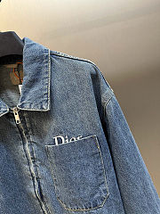 Colestore Dior Zipped Jacket Blue Cotton Twill  - 3